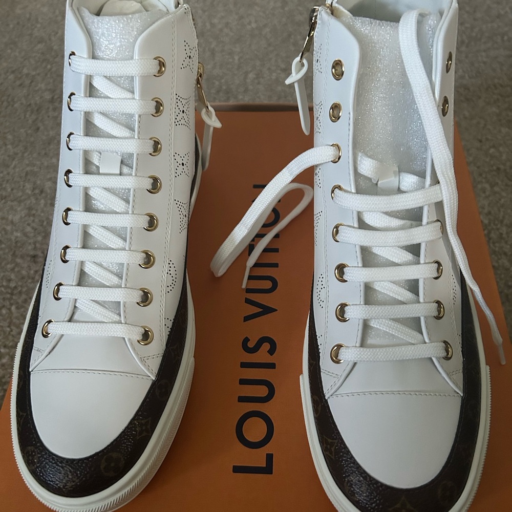 Louis Vuitton White and Brown Sneakers